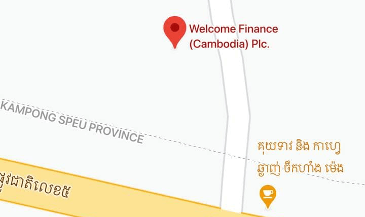Map of Welcome Finance Cambodia Oudongk Branch